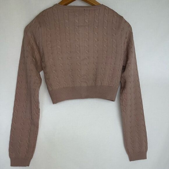 Taupe Cable Knit Sweater Skirt Set - Picture 6 of 15